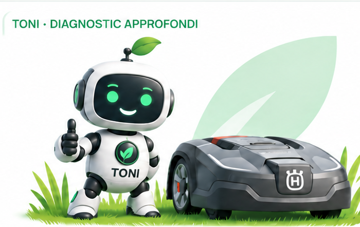 TONI et un robot tondeuse pour illustrer le diagnostic approfondi